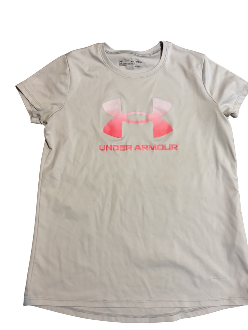 Under Armour Light Gray Short Sleeve Tee with Pink Logo